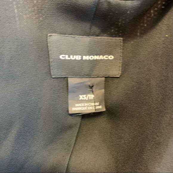 Club Monaco Womens XS Cora Silk Sequin Blazer Jacket Black Drape Front - Picture 6 of 11